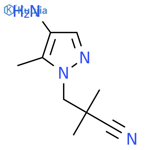 3-(4-amino-5-methyl-1H-pyrazol-1-yl)-2,2-dimethylpropanenitrile structure