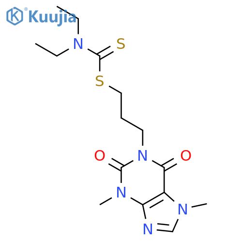 Carbamodithioic acid,diethyl-, 3-(2,3,6,7-tetrahydro-3,7-dimethyl-2,6-dioxo-1H-purin-1-yl)propylester (9CI) structure