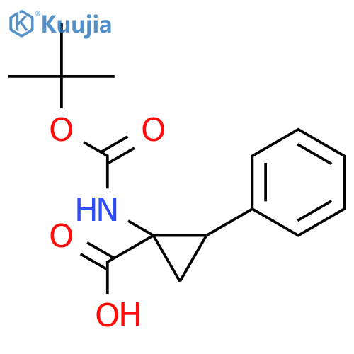 (1S,2S)-1-(tert-butoxycarbonylamino)-2-phenyl-cyclopropanecarboxylic acid structure