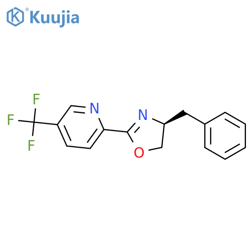 (S)-4-Benzyl-2-(5-(trifluoromethyl)pyridin-2-yl)-4,5-dihydrooxazole structure
