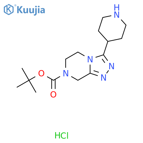 tert-butyl 3-(piperidin-4-yl)-5H,6H,7H,8H-[1,2,4]triazolo[4,3-a]pyrazine-7-carboxylate hydrochloride structure