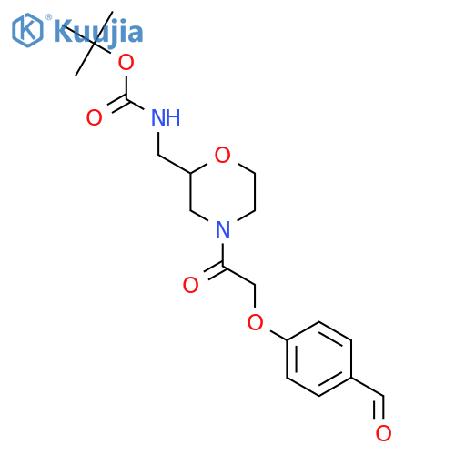 tert-Butyl N-({4-[2-(4-formylphenoxy)acetyl]morpholin-2-yl}methyl)carbamate structure