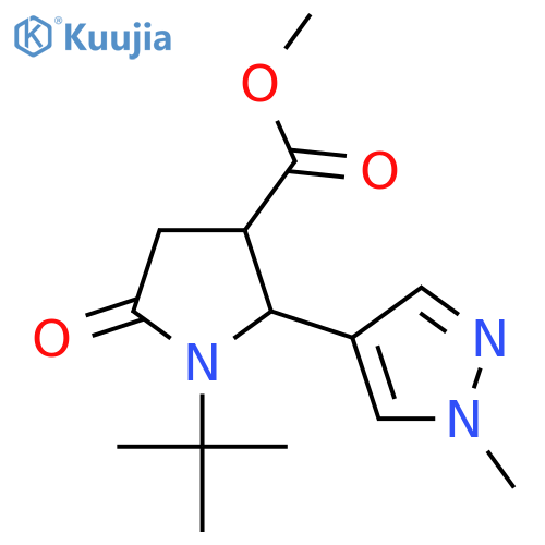 Methyl 1-tert-butyl-2-(1-methyl-1H-pyrazol-4-yl)-5-oxopyrrolidine-3-carboxylate structure