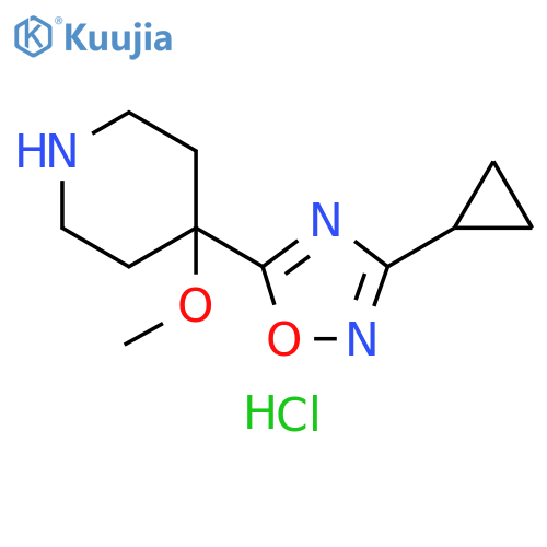 4-(3-cyclopropyl-1,2,4-oxadiazol-5-yl)-4-methoxypiperidine hydrochloride structure