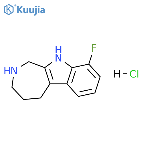 Azepino[3,4-b]indole, 9-fluoro-1,2,3,4,5,10-hexahydro-, hydrochloride (1:1) structure
