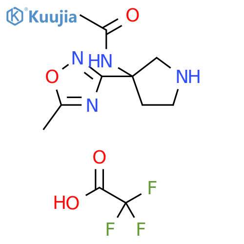 N-[3-(5-methyl-1,2,4-oxadiazol-3-yl)pyrrolidin-3-yl]acetamide, trifluoroacetic acid structure