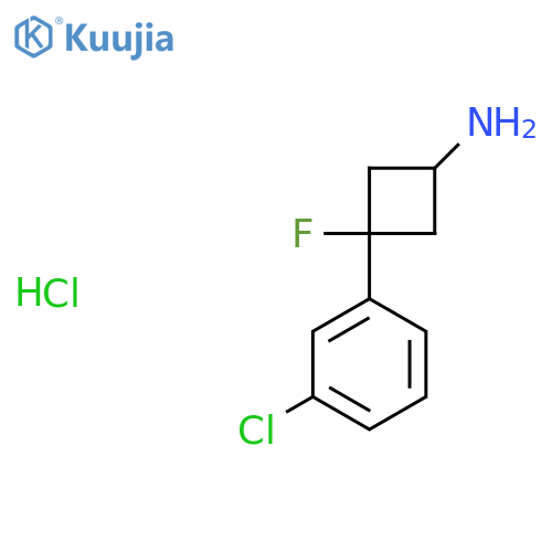 3-(3-chlorophenyl)-3-fluorocyclobutan-1-amine hydrochloride structure