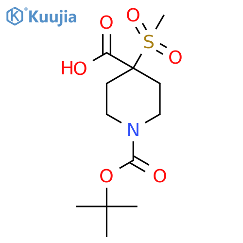 1-(tert-Butoxy)carbonyl-4-methanesulfonylpiperidine-4-carboxylic Acid structure