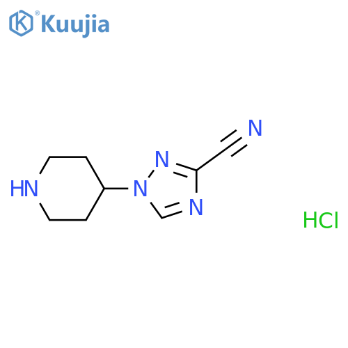 1-(piperidin-4-yl)-1H-1,2,4-triazole-3-carbonitrile hydrochloride structure