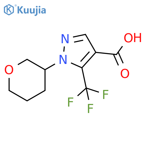 1-(oxan-3-yl)-5-(trifluoromethyl)-1H-pyrazole-4-carboxylic acid structure