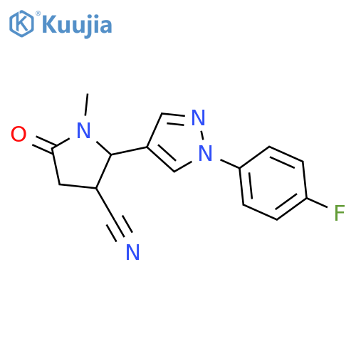 2-[1-(4-fluorophenyl)-1H-pyrazol-4-yl]-1-methyl-5-oxopyrrolidine-3-carbonitrile structure