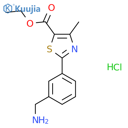 ethyl 2-[3-(aminomethyl)phenyl]-4-methyl-1,3-thiazole-5-carboxylate hydrochloride structure