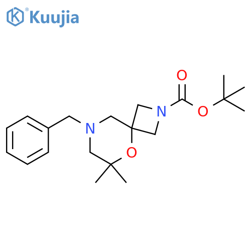 tert-butyl 8-benzyl-6,6-dimethyl-5-oxa-2,8-diazaspiro[3.5]nonane-2-carboxylate structure