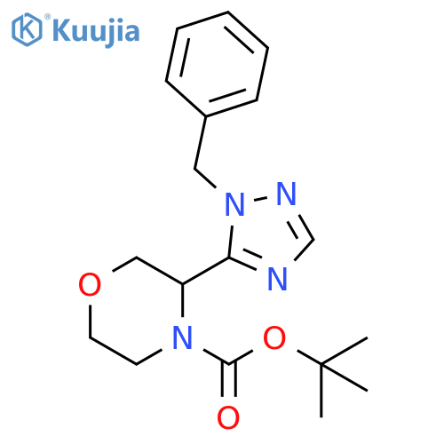 4-Morpholinecarboxylic acid, 3-[1-(phenylmethyl)-1H-1,2,4-triazol-5-yl]-, 1,1-dimethylethyl ester structure
