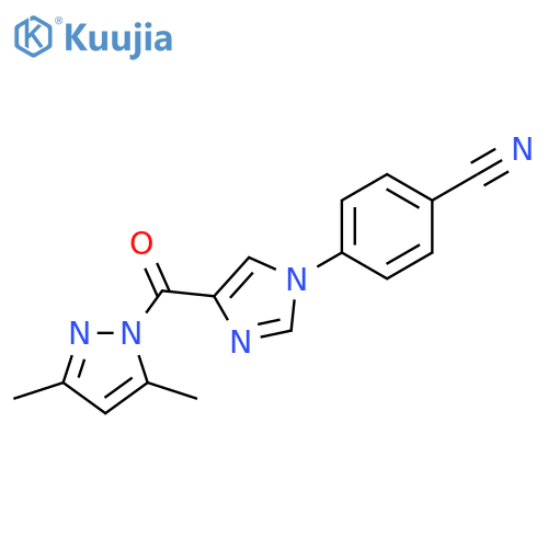 4-[4-(3,5-dimethyl-1H-pyrazole-1-carbonyl)-1H-imidazol-1-yl]benzonitrile structure