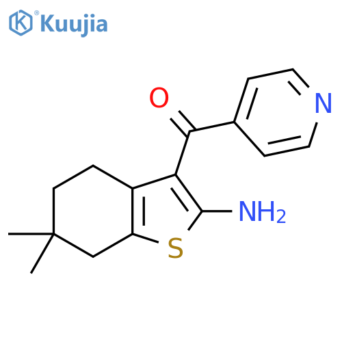6,6-Dimethyl-3-(pyridine-4-carbonyl)-4,5,6,7-tetrahydro-1-benzothiophen-2-amine structure