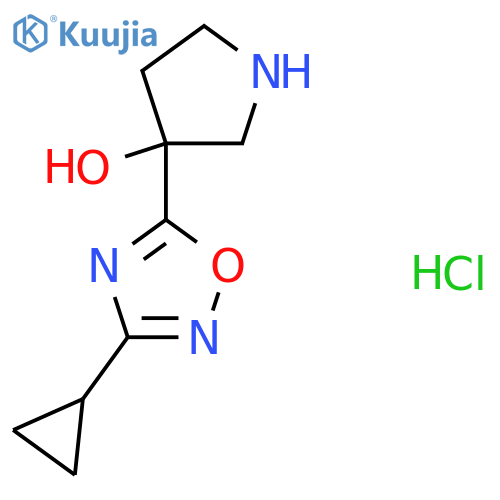 3-(3-Cyclopropyl-1,2,4-oxadiazol-5-yl)pyrrolidin-3-ol hydrochloride structure