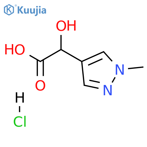 2-hydroxy-2-(1-methyl-1H-pyrazol-4-yl)acetic acid hydrochloride structure
