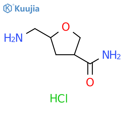 5-(aminomethyl)oxolane-3-carboxamide hydrochloride structure