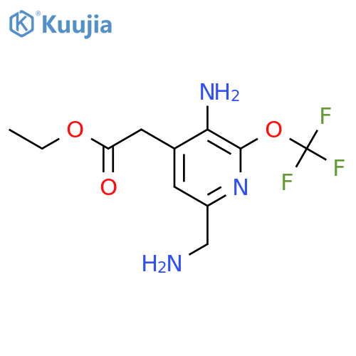 Ethyl 3-amino-6-(aminomethyl)-2-(trifluoromethoxy)pyridine-4-acetate structure