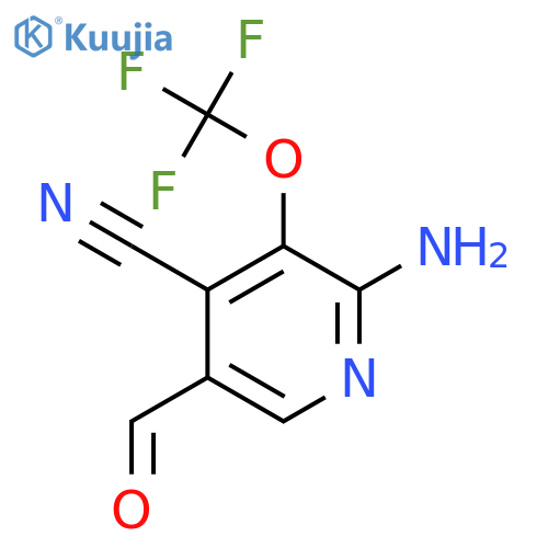 2-Amino-4-cyano-3-(trifluoromethoxy)pyridine-5-carboxaldehyde structure