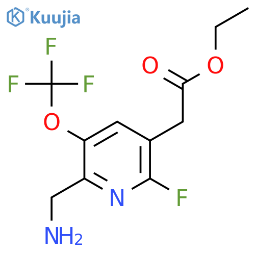 Ethyl 2-(aminomethyl)-6-fluoro-3-(trifluoromethoxy)pyridine-5-acetate structure