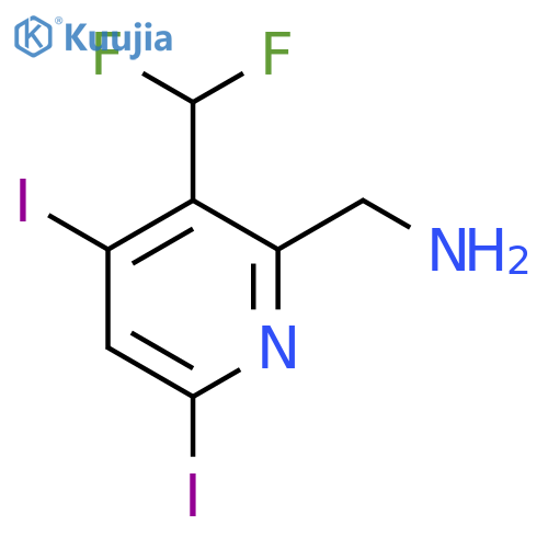 2-(Aminomethyl)-3-(difluoromethyl)-4,6-diiodopyridine structure