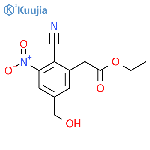 Ethyl 2-cyano-5-hydroxymethyl-3-nitrophenylacetate structure