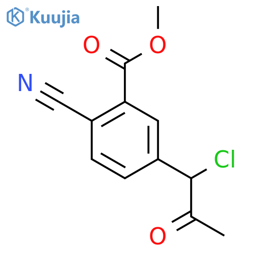 Methyl 5-(1-chloro-2-oxopropyl)-2-cyanobenzoate structure