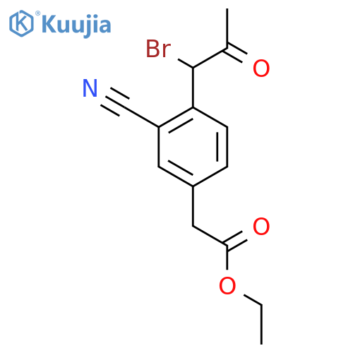 Ethyl 4-(1-bromo-2-oxopropyl)-3-cyanophenylacetate structure