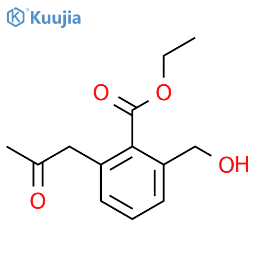 Ethyl 2-(hydroxymethyl)-6-(2-oxopropyl)benzoate structure