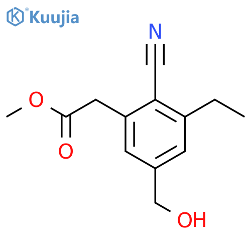 Methyl 2-cyano-3-ethyl-5-(hydroxymethyl)phenylacetate structure