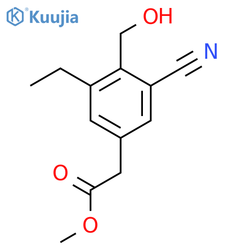 Methyl 3-cyano-5-ethyl-4-(hydroxymethyl)phenylacetate structure