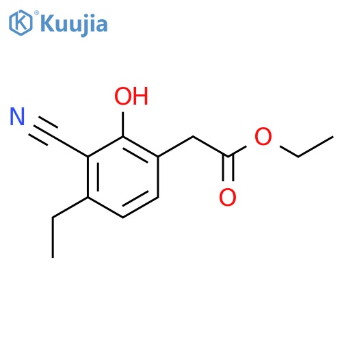 Ethyl 3-cyano-4-ethyl-2-hydroxyphenylacetate structure