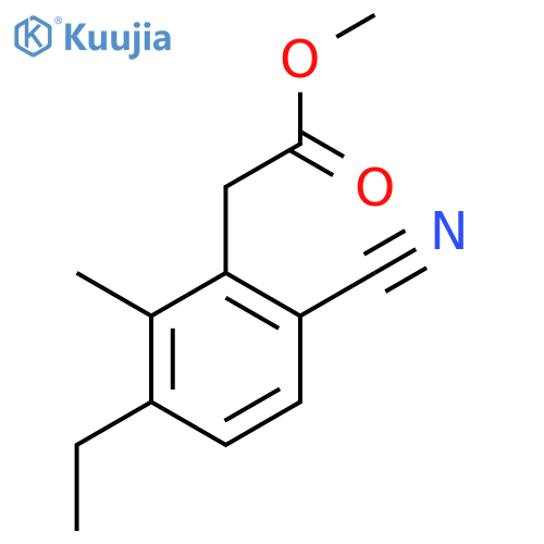 Methyl 6-cyano-3-ethyl-2-methylphenylacetate structure