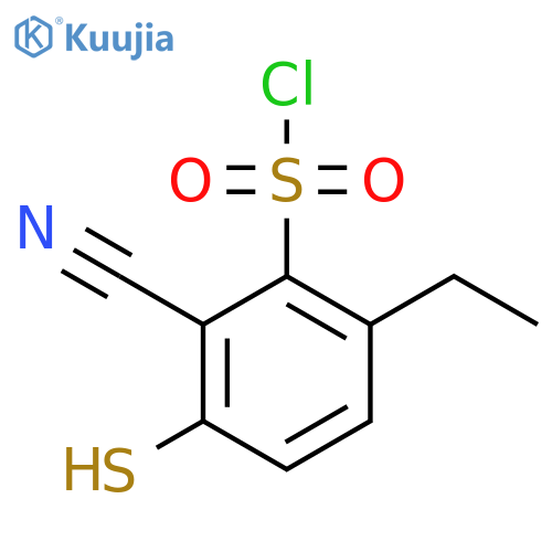 2-Cyano-6-ethyl-3-mercaptobenzenesulfonyl chloride structure