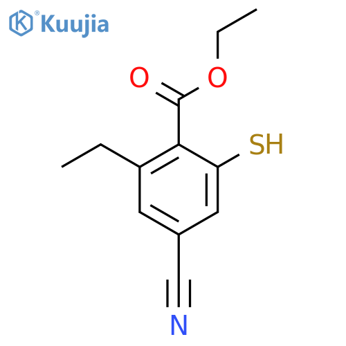 Ethyl 4-cyano-2-ethyl-6-mercaptobenzoate structure