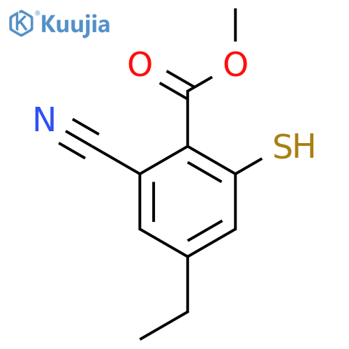 Methyl 2-cyano-4-ethyl-6-mercaptobenzoate structure