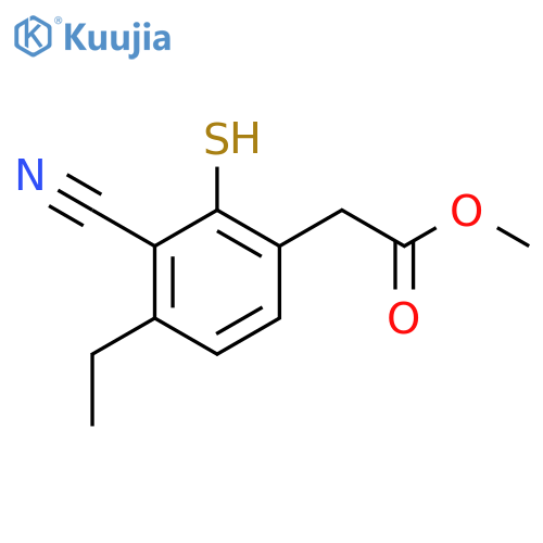 Methyl 3-cyano-4-ethyl-2-mercaptophenylacetate structure