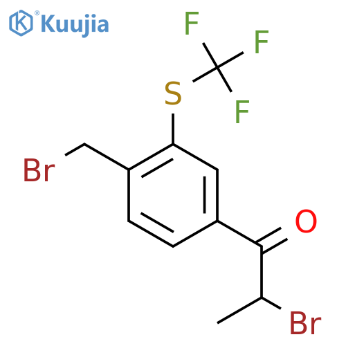 2-Bromo-1-(4-(bromomethyl)-3-(trifluoromethylthio)phenyl)propan-1-one structure