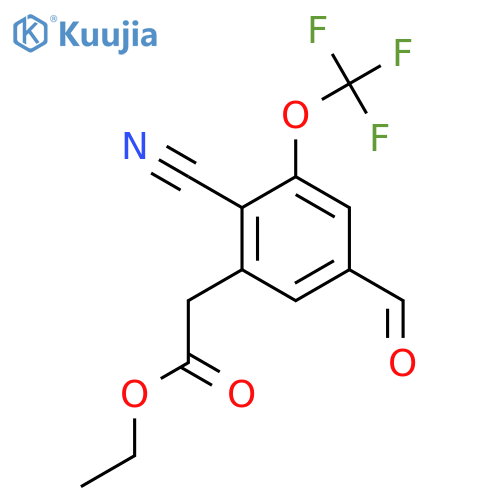 Ethyl 2-cyano-5-formyl-3-(trifluoromethoxy)phenylacetate structure