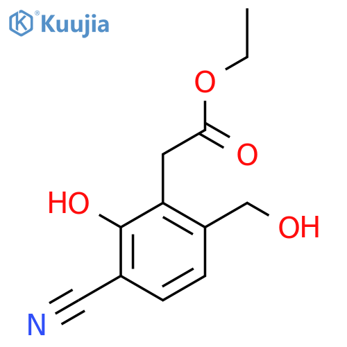 Ethyl 3-cyano-2-hydroxy-6-(hydroxymethyl)phenylacetate structure