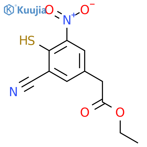 Ethyl 3-cyano-4-mercapto-5-nitrophenylacetate structure