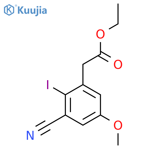 Ethyl 3-cyano-2-iodo-5-methoxyphenylacetate structure