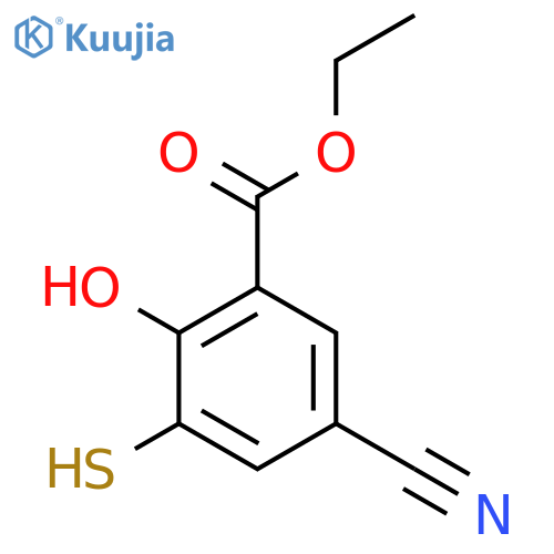 Ethyl 5-cyano-2-hydroxy-3-mercaptobenzoate structure