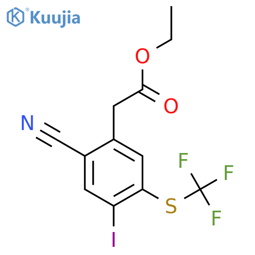 Ethyl 2-cyano-4-iodo-5-(trifluoromethylthio)phenylacetate structure