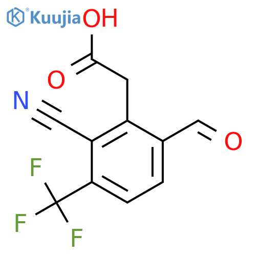 2-Cyano-6-formyl-3-(trifluoromethyl)phenylacetic acid structure