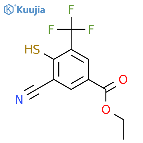 Ethyl 3-cyano-4-mercapto-5-(trifluoromethyl)benzoate structure