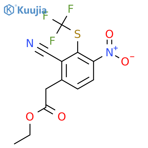 Ethyl 2-cyano-4-nitro-3-(trifluoromethylthio)phenylacetate structure