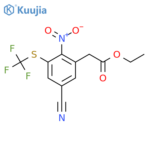 Ethyl 5-cyano-2-nitro-3-(trifluoromethylthio)phenylacetate structure